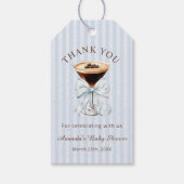 Ein tini One Espresso Martini Baby Shower Geschenkanhänger (Vorderseite)