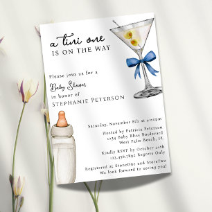 Ein Tini One ist auf dem Weg Blue Martini Baby Sho Einladung