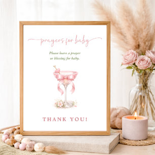 Ein Tini One Pink Bow Babyparty Gebete für das Bab Poster