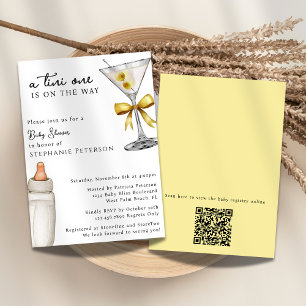 Ein Tini One Yellow Martini QR Code Baby Shower Einladung