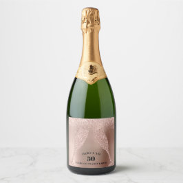 Ein Toast der Bubbly 50. Geburtstags-Rose Gold Schaumweinetikett