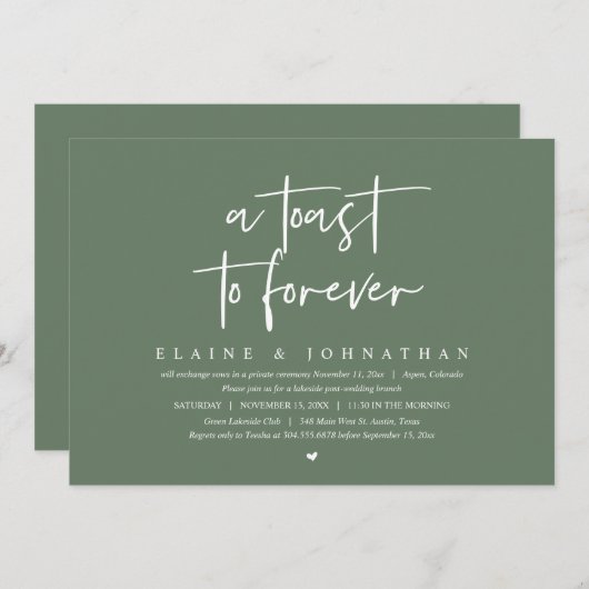 Ein Toast für immer, ein Brunch-Party für Hochzeit Einladung (Vorne/Hinten)