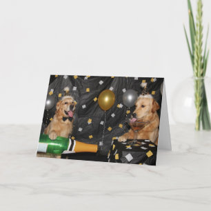 Ein Toast zu einem goldenen neuen Jahr Feiertagskarte