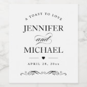 Ein Toast zu Liebe Gewohnter Hochzeitsgunst Weinetikett (Einzelnes Label)