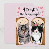 Ein Toast zum glücklichen Paar-Funny Cat Hochzeit Einladung (Vorne/Hinten)