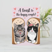 Ein Toast zum glücklichen Paar-Funny Cat Hochzeit Einladung (Stehend Vorderseite)