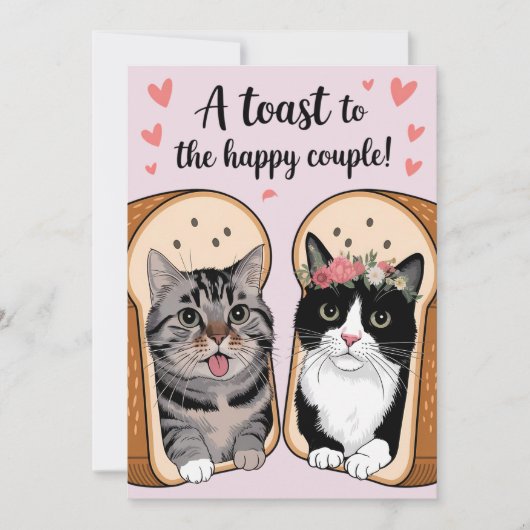 Ein Toast zum glücklichen Paar-Funny Cat Hochzeit Einladung (Vorderseite)
