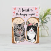 Ein Toast zum glücklichen Paar-Funny Cat Hochzeit Einladung (Stehend Vorderseite)