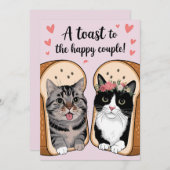 Ein Toast zum glücklichen Paar-Funny Cat Hochzeit Einladung (Vorne/Hinten)