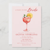 Ein Toast zum rosa und roten Brautparty Einladung (Vorderseite)