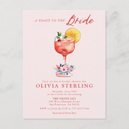 Ein Toast zur Braut rosa Brautdusche Einladung Postkarte