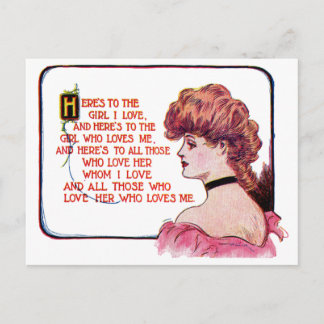 Ein Toast zur Girl-I-Liebe Postkarte