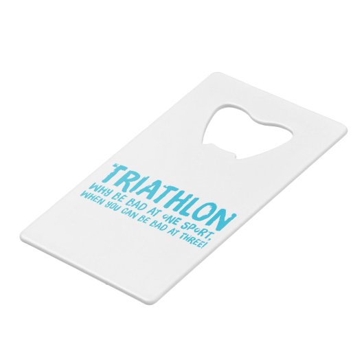 Ein tolles Triathlon-Geschenk für Ihren Freund ode Geldbeutel Flaschenöffner (Vorderseite Schrägansicht)