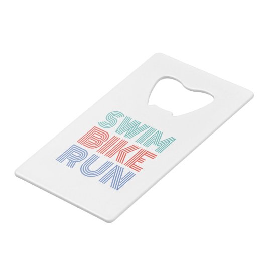 Ein tolles Triathlon-Geschenk für Ihren Freund ode Geldbeutel Flaschenöffner (Rückseite Schrägansicht)