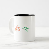 Ein tolles Triathlon Geschenk für Ihren Freund ode Zweifarbige Tasse (Vorderseite Links)