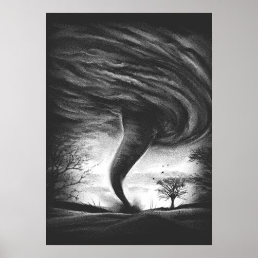 ein Tornado auf einer Straße in realistischem Stil Poster (Vorne)