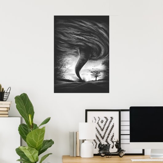 ein Tornado auf einer Straße in realistischem Stil Poster (Heimbüro)