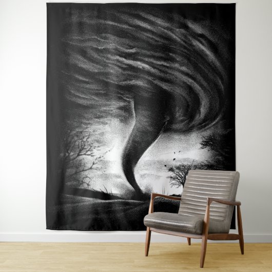 ein Tornado auf einer Straße in realistischem Stil Wandteppich (Beispiel)