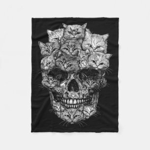 Ein Totenkopf, aber Katzen-Kitty-Skelett Halloween Fleecedecke