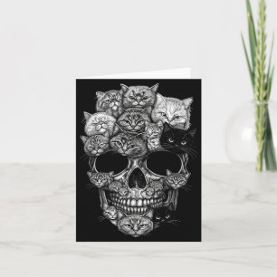 Ein Totenkopf, aber Katzen-Kitty-Skelett Halloween Karte
