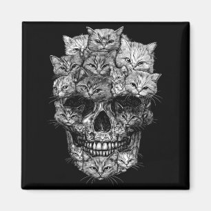 Ein Totenkopf, aber Katzen-Kitty-Skelett Halloween Magnet