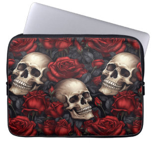 Ein Totenkopf- und Rosen-Serien-Design 10 Laptopschutzhülle