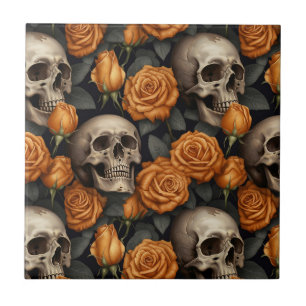 Ein Totenkopf- und Rosen-Serien-Design 11 Fliese