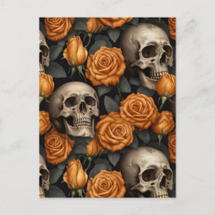 Ein Totenkopf- und Rosen-Serien-Design 11 Postkarte