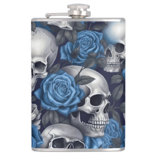 Ein Totenkopf- und Rosen-Serien-Design 12 Flachmann