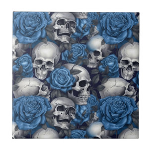 Ein Totenkopf- und Rosen-Serien-Design 12 Fliese
