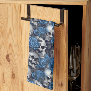 Ein Totenkopf- und Rosen-Serien-Design 12 Geschirrtuch