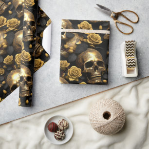 Ein Totenkopf- und Rosen-Serien-Design 8 Geschenkpapier
