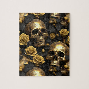 Ein Totenkopf und Rosen Serien Design 8 Puzzle