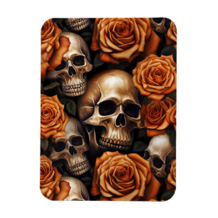 Ein Totenkopf- und Rosen-Serien-Design 9 Magnet