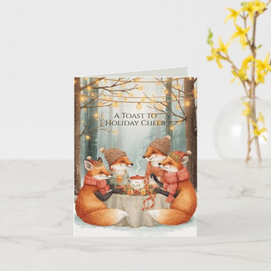 Ein Toto Holiday Cheer Fox Familie Weihnachtskarte Karte (Gelbe Blume)