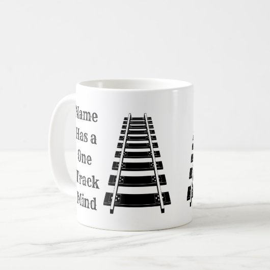 Ein Track-Mind-Add-Name personalisieren Funny Trai Kaffeetasse (Vorderseite Links)