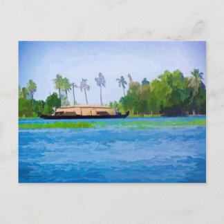 Ein traditionelles Houseboot in Kerala Postkarte
