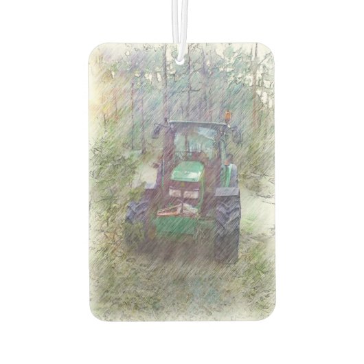 Ein Traktor im Wald Autolufterfrischer (Rückseite)
