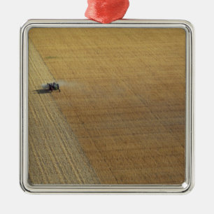 Ein Traktorernten Silbernes Ornament
