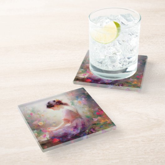 Ein Traum von Blume Glasuntersetzer (Schrägansicht)