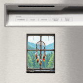 Ein Traumfänger in einem Fenster mit Blick auf Ber Magnet (In Situ (Geschirrspüler))