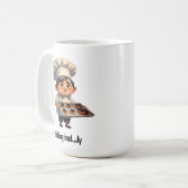 Ein trauriger Koch mit gebranntem Brot Kaffeetasse (Vorderseite Links)
