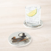 Ein Treffen der gehobenen Merganser Enten am Teich Getränkeuntersetzer (Seite)