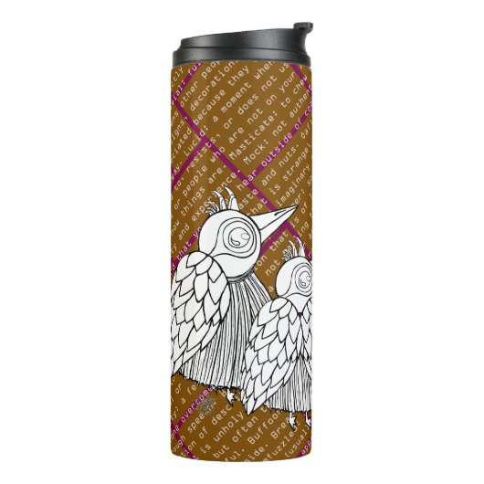 Ein Treffen der Vögel mit Worten Thermosbecher (Nach links gedreht)