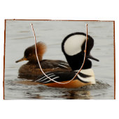 Ein Treffen gehobener Merganser Große Geschenktüte (Rückseite)