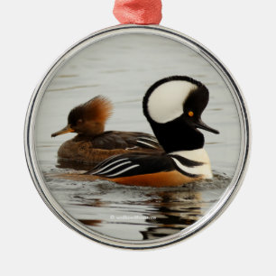 Ein Treffen gehobener Merganser Silbernes Ornament