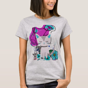 Ein trendiger Katzenliebhaber Buntes Design T-Shirt
