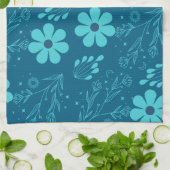 Ein trendiges Cyan-Farben-Blumen-Design Geschirrtuch (Gefaltet)