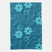 Ein trendiges Cyan-Farben-Blumen-Design Geschirrtuch (Vertikal)