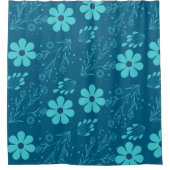Ein trendiges cyanfarbenes Blumendesign Duschvorhang (Vorderseite)